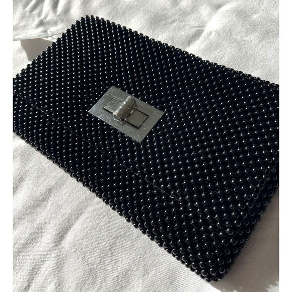 Jessica McClintock Handbags - Jessica McClintock Mesh Flap Clutch with Turnlock / Chain Shoulder Bag Black NWT